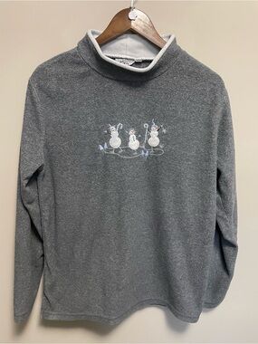 Classic Editions Vintage Grey Fleece Snowman Mockneck Women’s Medium